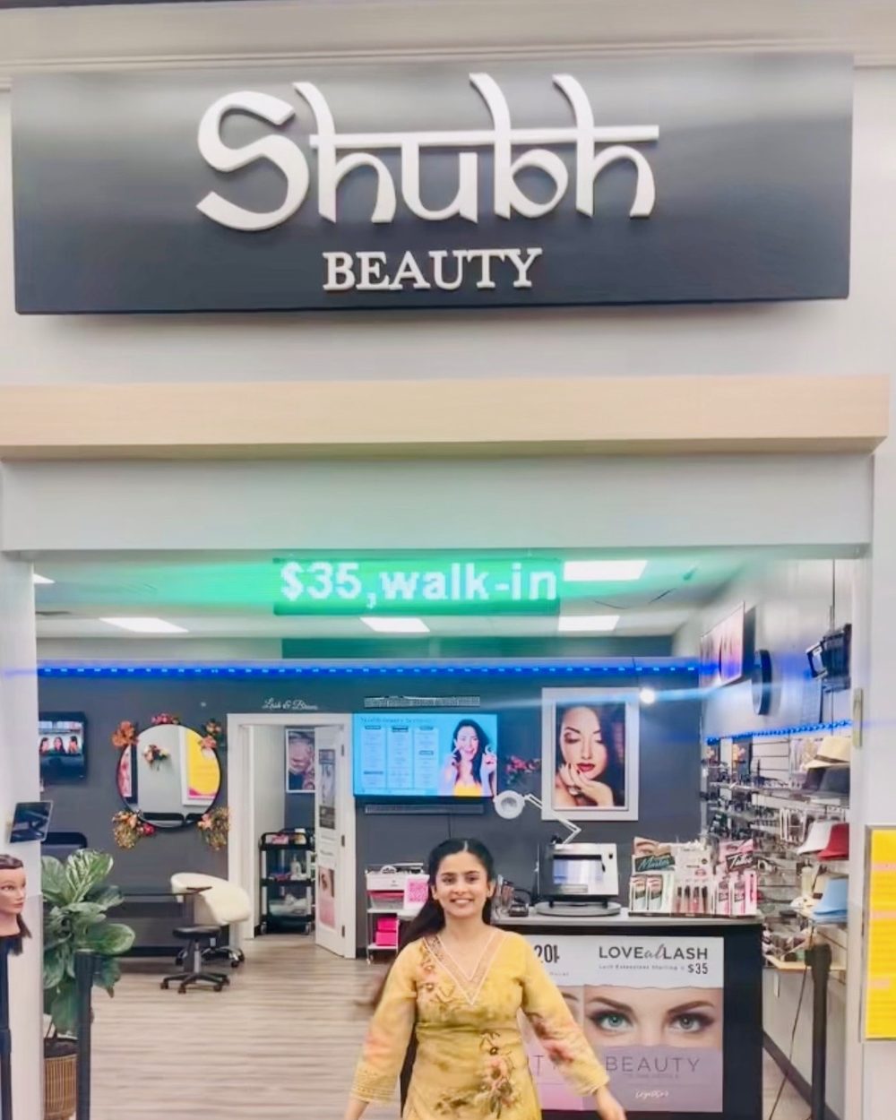 The Shubh Beauty Services storefront inside Walmart on Nelson Road